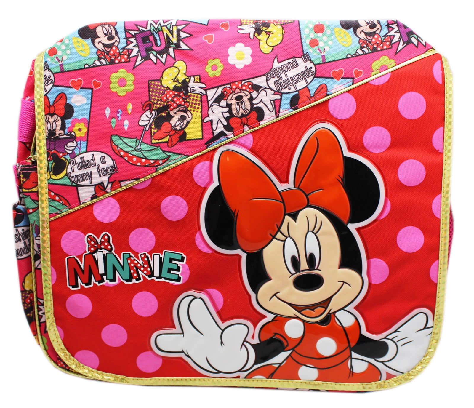Disney Minnie Mouse Messenger Shoulder Bag 25cm Faux Leather Girls Red 