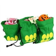 "Easter Egg" Themed Gift Bags - 4 inch Durable Canvas Drawstring Goody & Treat Bags for Halloween or Parties - Green & Yellow - by Dazzling Toys