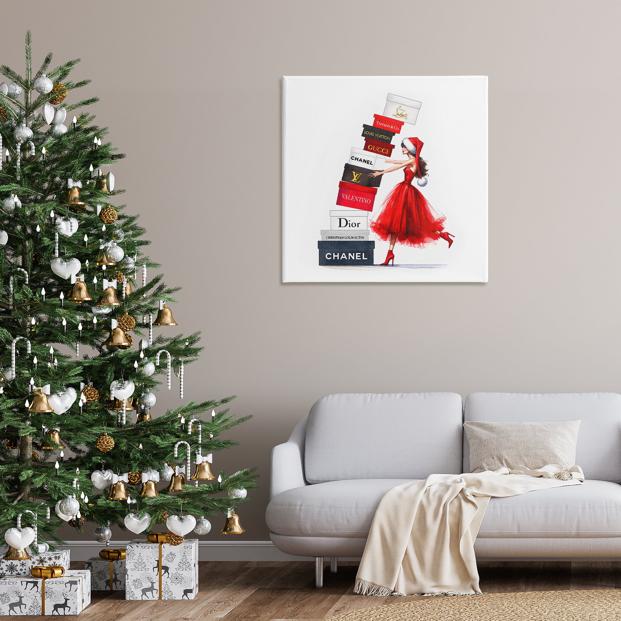 Stupell Industries Holiday Glam Shopping Boxes Holiday Painting Gallery Wrapped Canvas Art Prints Wall Art, 36 x 36