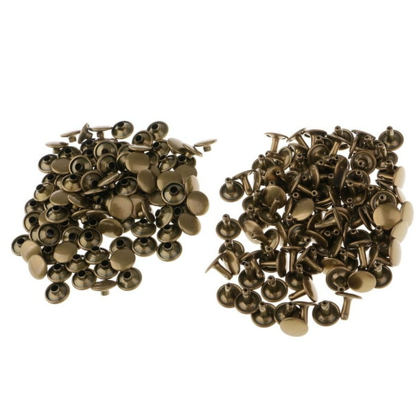 Juego de 100 remaches tubulares de metal para cuero, ideales para trabajos en cuero. 10 mm x 4 mm 10 mm x 8 mm