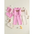 thumbnail image 3 of Miaouyo Toddler Baby Girl Sweat Outfit Embroidered Long Sleeve Tops Wide Leg Pants, 3 of 9