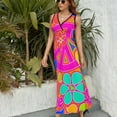 thumbnail image 3 of Bright Pop Art Colorful Peace and Love Flower Power Art Sleeveless Dress Women's skirt Dresses gala evening dress, 3 of 6