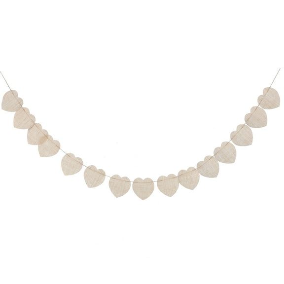 SKISUNO Valentine S Day Heart Garland Decoration Heart Shape Burlap Banner For Wedding And Parties 1 Set