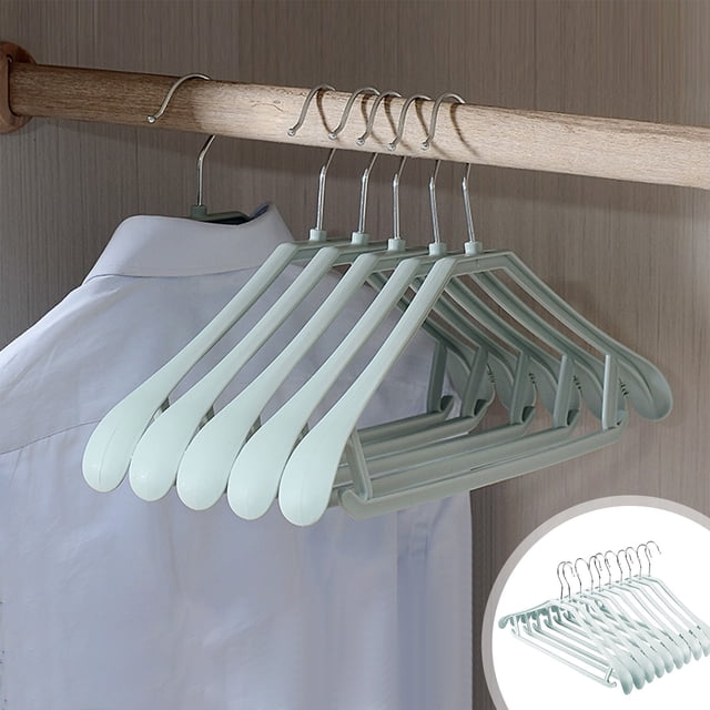 BAOPAI Durable Plastic Non-Slip Clothes Hangers with Extra Hooks Sturdy Multifunctional for Closet Drying Rack Household Organization Set of 10