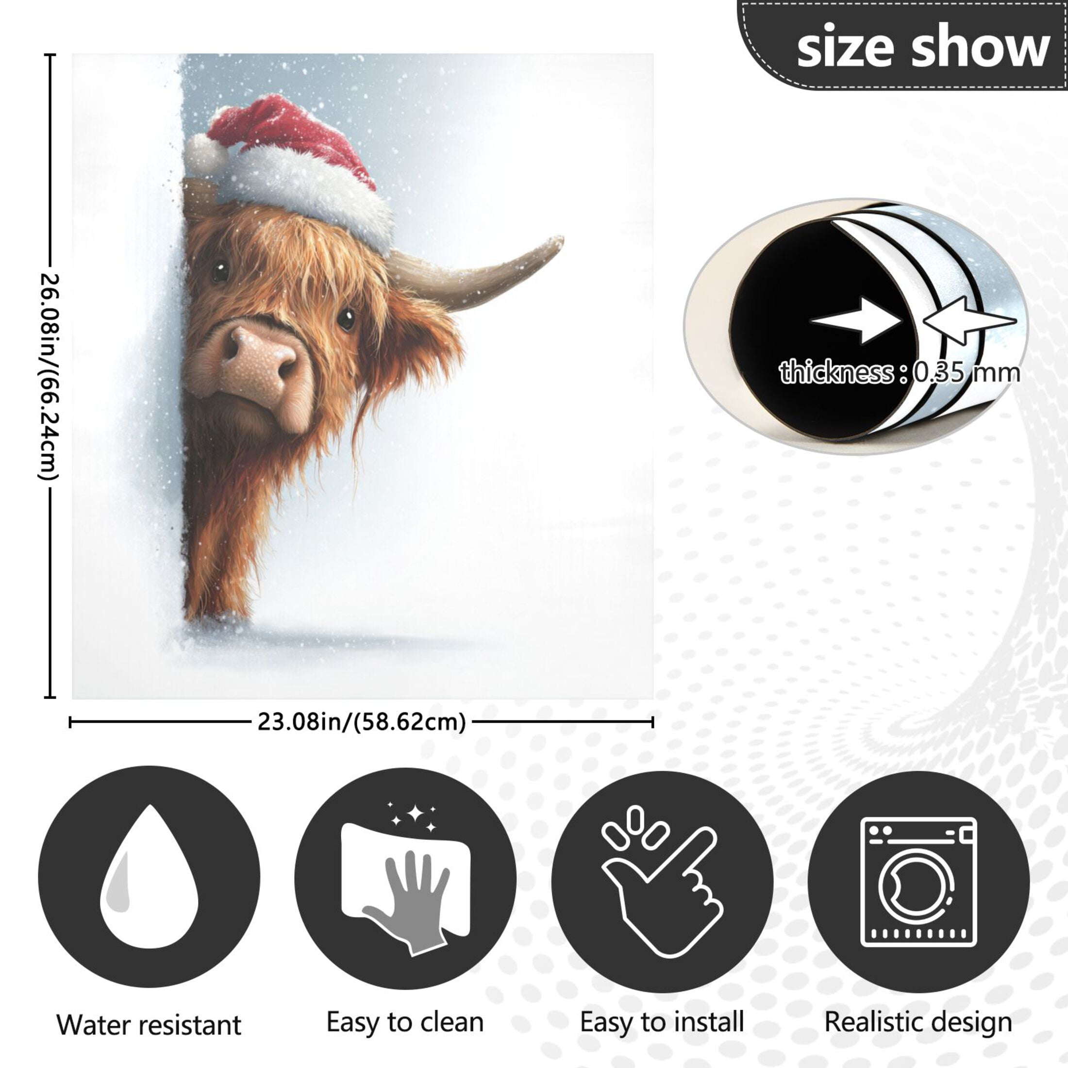 Dishwasher Magnetic Refrigerator Magnet Cover Sticker Home Decorative 23"x26" Lovely Christmas Highland Cow