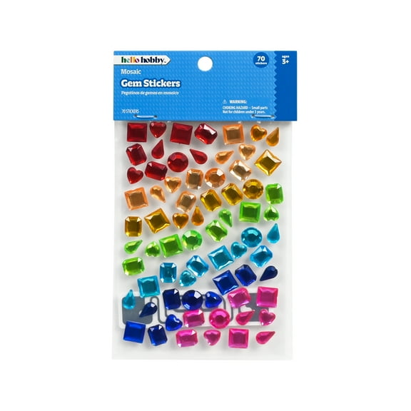 Hello Hobby Mosaic Gem Art Stickers – 70-Piece Set for Crafts and Classrooms
