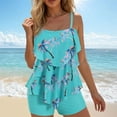 thumbnail image 2 of yueewhu Women's Tankini Swimsuits with Shorts Ruffled Tummy Control Bathing Suits Modest 2026 Swimwear (Light Blue, S), 2 of 8