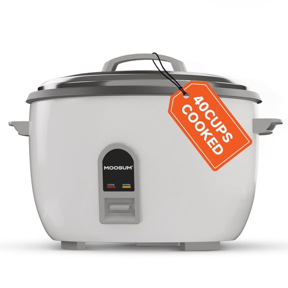 MOOSUM Commercial Rice Cooker, Large Capacity 20-Cup (UnCooked), 40-Cup (Cooked) with One Touch Operation and 12-Hour Keep Warm,Easy to Use and clean,1200W