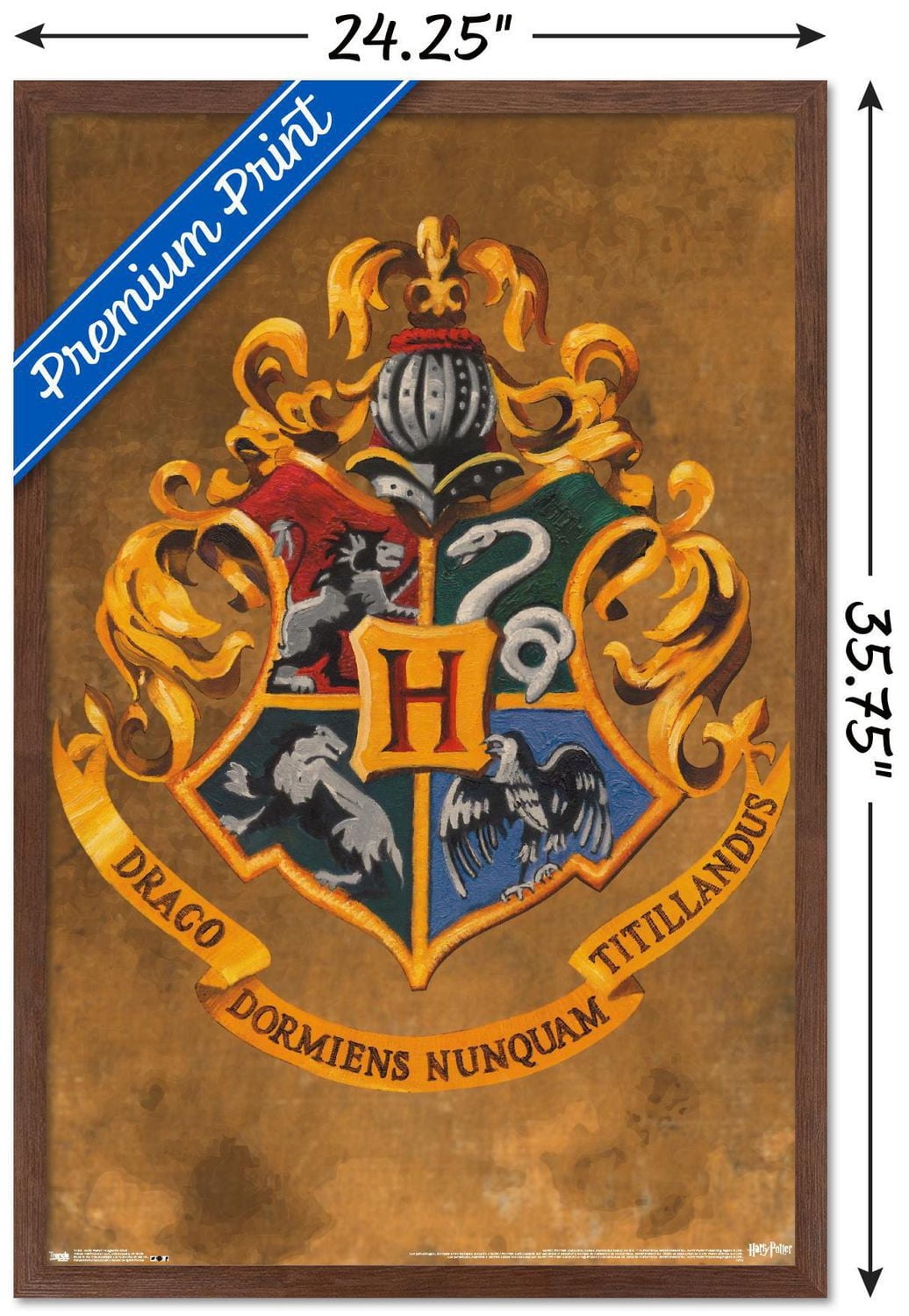 The Wizarding World: Harry Potter - Hogwarts Crest Wall Poster, 22.375" x 34" Framed