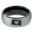 thumbnail image 2 of Tungsten South Dakota The Mount Rushmore State Heart Band Ring 8mm Men Women Comfort Fit Black Dome Brushed Gray Polished, 2 of 4