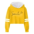 thumbnail image 4 of Girls Sweatshirt Top Print Cropped Hoodie Short Boxy Fit Pullover Teen Solid Color Letter Graphic Top For 3-14 Years(Yellow,12-13Years), 4 of 4