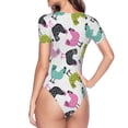 thumbnail image 4 of Daiia Funny Chicken print Women's Crew Neck Short Sleeve Bodysuit Fashion Tops Fit Casual Basic Extender Bodysuit-Small, 4 of 9