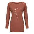 thumbnail image 4 of Hauts d'Été pour Femmes 2023 T-shirt à Manches Longues Ample Décontracté à Col Rond Imprimé Uni pour Dames Blouses pour Femmes Chic Décontracté Aguichant en Liquidation, 4 of 4