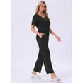 thumbnail image 3 of DARING DIVA Pajama Set Ribbed Knit Top Drawstring Pants 2 Pieces Outfit S Black, 3 of 6