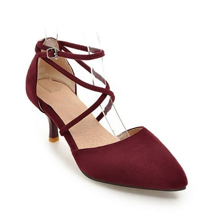 

IELGY Women s high heels Solid color Toe cap Mid-heel All-match