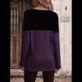 thumbnail image 4 of Camisetas de Punto Gofre para Mujer, Camisetas de Larga con Bloques de Color y Detalle de Botones, Túnicas Negro Púrpura S, 4 of 7