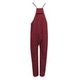 thumbnail image 4 of Bpxiofoy Wide Leg Pants Woman Softstream Pants Casual Sleeveless Jumpsuits V Neck Spaghetti Strap Overalls Long Pants Romper with Two Pockets Baggy Pants Women Red 2 5XL, 4 of 5