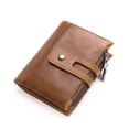 thumbnail image 2 of MasteelfCA Men Retro Casual Short Wallet Double Zipper Snap Closure Coin Purse Leather Pack Portable Bag (Light Brown), 2 of 7