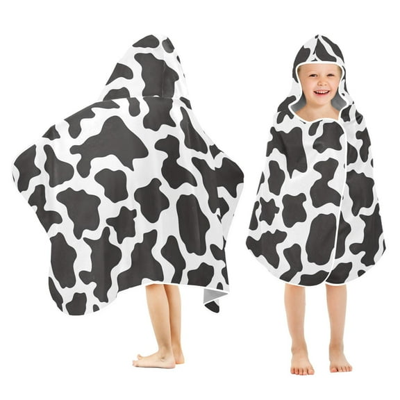 joogoo Cow Print Kids Hooded Beach Towel Baby Bath Towel 23.5"x50"