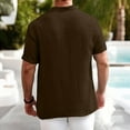 thumbnail image 6 of Hurxie Men's Linen Shirt Short Beach Hippie T Shirts Casual Summer Lightweight Henley Shirts Coffee,2XL, 6 of 7