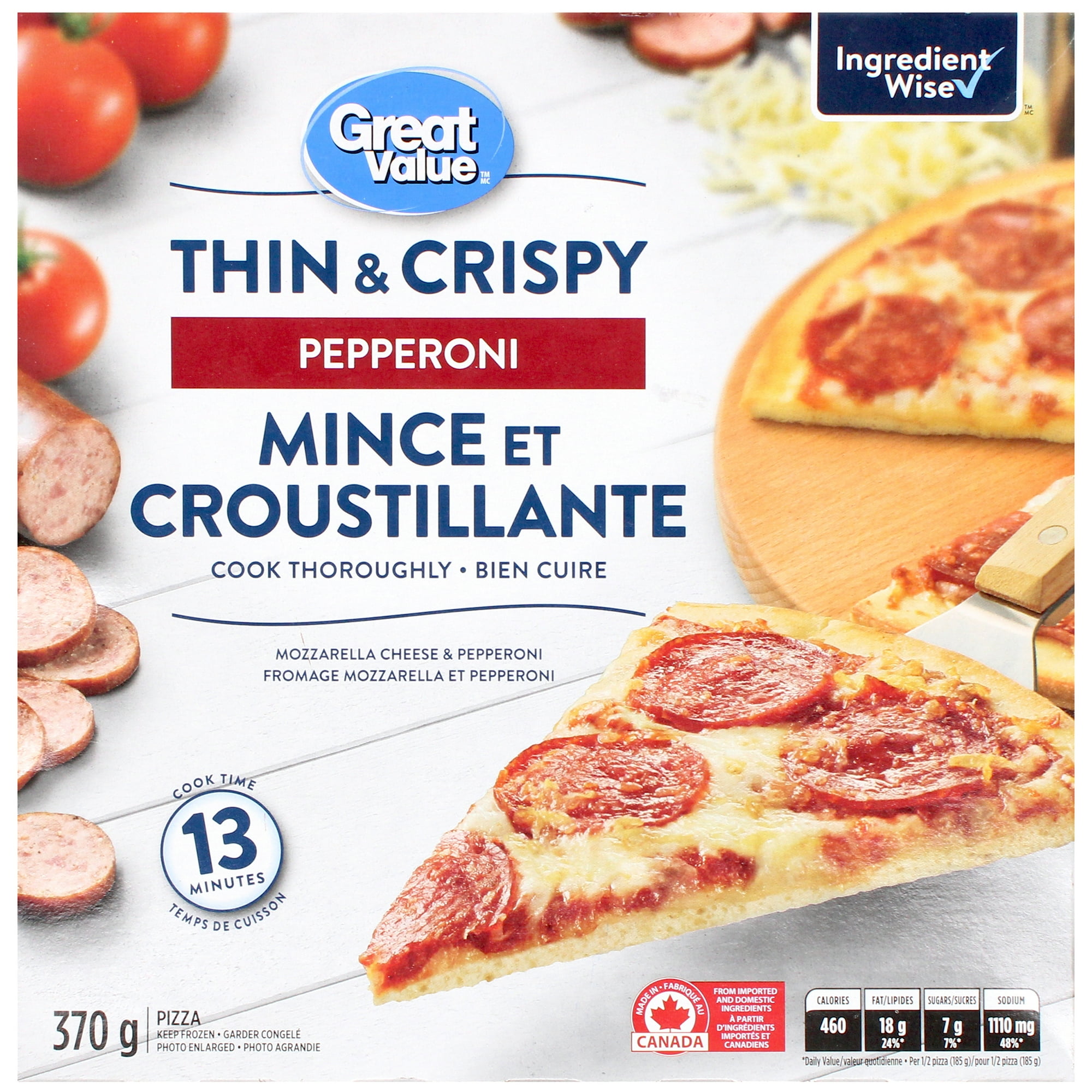 Great Value Thin & Crispy Pepperoni Pizza, 370 g - Walmart.ca