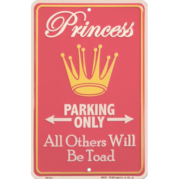 Princess Parking Only Tin Sign - 8x12