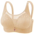 thumbnail image 4 of Koadzawe Women's Full Coverage Support Bra, Wireless Floral Jacquard Bra with Mesh Panel, Wide Straps and Soft Cups for Everyday Comfort, Light Support and All Day Wear Beige L, 4 of 8