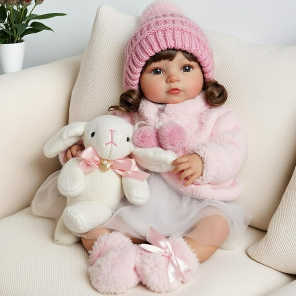 Reborn Baby Doll Babeside, 51 cm, tela de vinilo suave, cuerpo de tela de vinilo para niñas