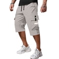 thumbnail image 2 of VV AVEORS Men'S Cargo Shorts Below Knee Lightweight Drawstring Waist Long Shorts Work Pants Multi Pockets Capri Hiking Pants Light Gray 3XL, 2 of 4