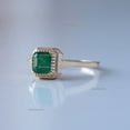 thumbnail image 2 of Solitaire Emerald Ring, 18k Gold Plated Silver Ring, Dalicate Stackable Ring, Asscher Cut Emerald Ring, Milgrain Band Ring, Sterling Silver Ring, 2 of 5