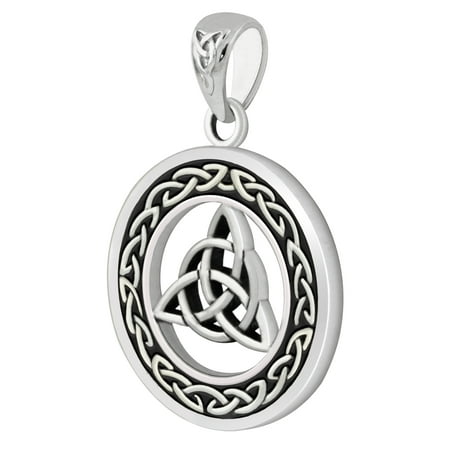 - New Round 0.925 Sterling Silver Irish Celtic Trinity and Love Knot Pendant
