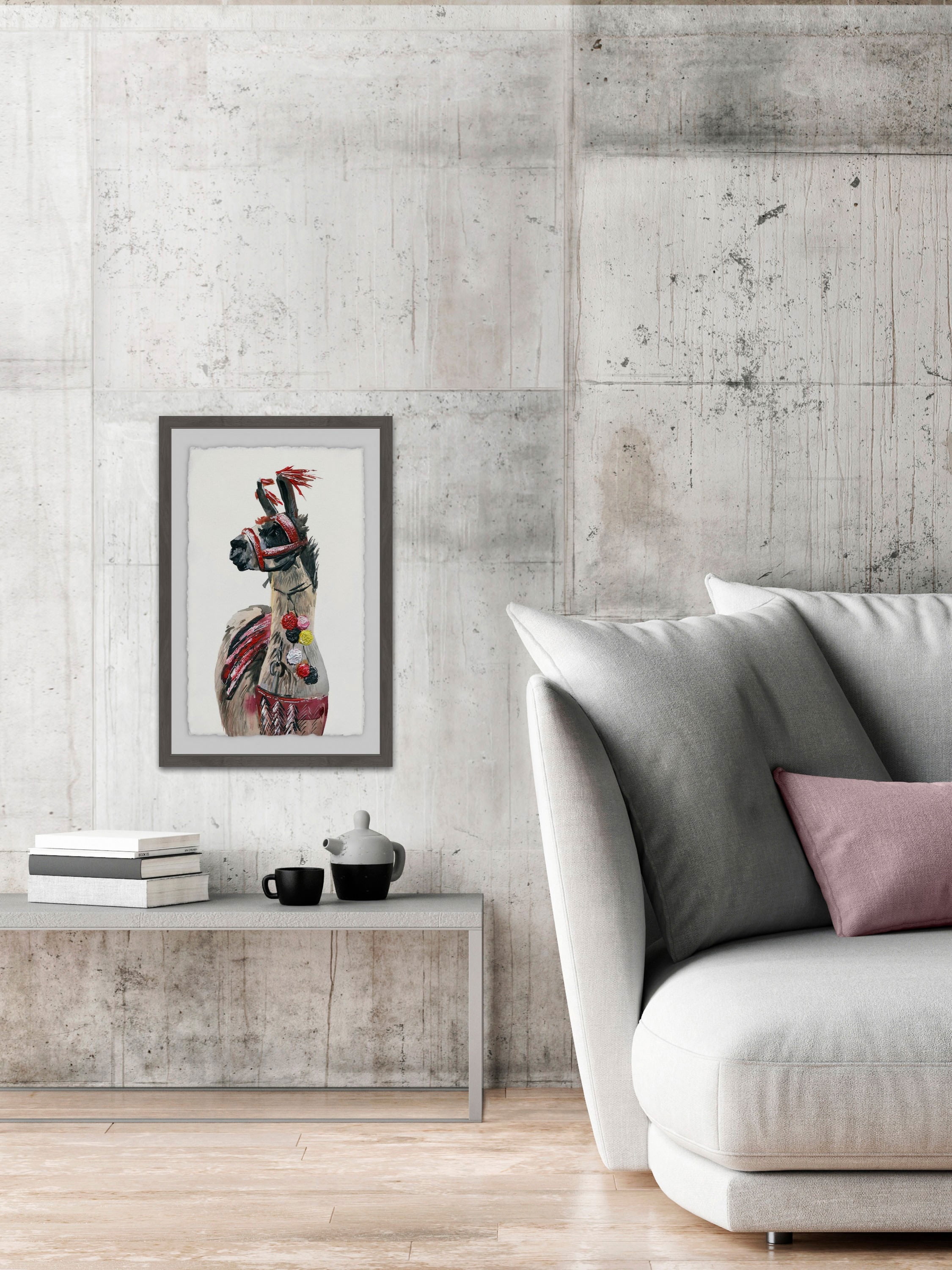 Dark Llama Framed Painting Art Print, 24.00" x 1.50"
