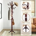 thumbnail image 5 of Freestanding Coat Rack, Heavy Duty Vintage Hall Tree with 14 Hooks, Sturdy Base, Adjustable Height, Natural Birch Wooden Entryway Organizer for Bedroom Hallway Office, 300lbs Load Capacity, 5 of 8