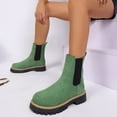 thumbnail image 7 of Bnwani Low Heel Boots Women Fall Winter Fashion Pile Toe Thick Chunky Ankle Versatile Casual Suede Boot Green Size 8.5, 7 of 7