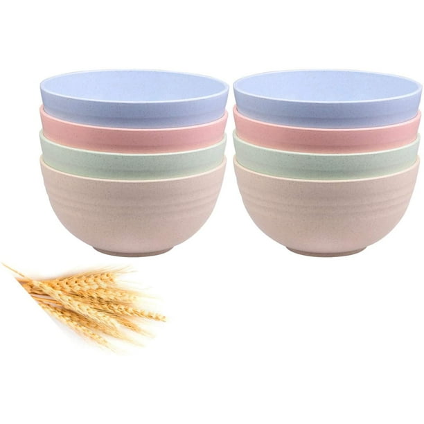 Unbreakable Cereal Bowls 24 OZ Wheat Straw Fiber Lightweight Bowl Sets 8 Dishwasher