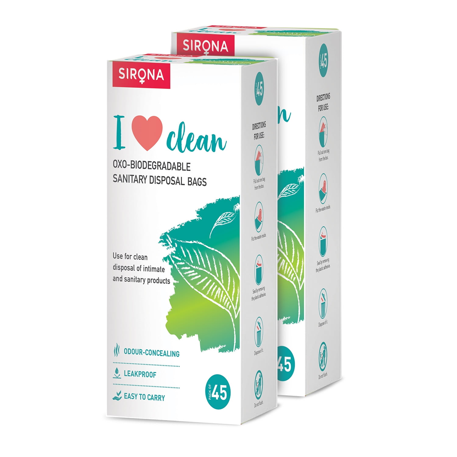 Sanitary & Diapers Disposal Bag by Sirona 90 Bags (2 Pack 45 Bags