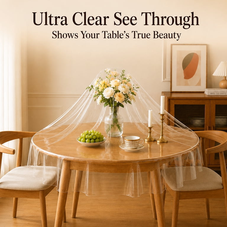 Inosoo Clear Vinyl Table Protector, 48" Round photo 4
