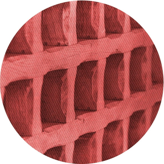 Ahgly Company Indoor Round Patterned Shocking Orange Area Rugs, 4' Round