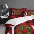 thumbnail image 4 of Christmas JOY King Size Comforter Set, Winter Holly Poinsettia Red Black Plaid Soft Bedding for All Seasons, 4 Pcs Bed Set with 1Comforter (90"x106") ,1 Sheet(94"x116"), 2 Pillowcases (19"x35"), 4 of 7