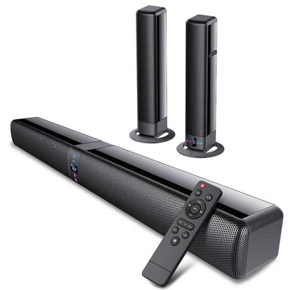 Sound Bar for TV, 100W Soundbar TV Speakers with 4 Drivers, 2.2 ch Home Theater with 3D Surround Subwoofer Boost, Soundbar for TV/PC/Gaming/Projectors, Bluetooth, OPT, COX, USB & AUX Wall Mountable