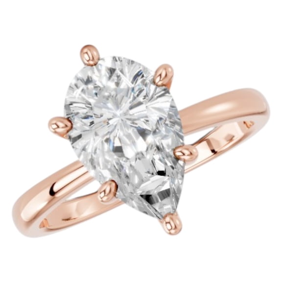 KEEVA JEWELS Pear 2.00 Carat Moissanite Engagement Ring for Women, Hidden Halo Made in Rose Gold Plated Silver Size 9