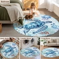 thumbnail image 5 of Blue Coastal Turtle Round Area Rug 4 FT, Non Slip Indoor Outdoor Rug, Summer Beach Coral Nautical Washable Soft Circular Carpet Non-Shedding Floor Mat for Coffee Table Nursery Foyer Balcony, 5 of 8