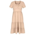 thumbnail image 7 of ClodeEU Women's Square Neck Puff Sleeve Tiered Midi Dress,Casual Flowy A-Line Swing Sundress Khaki,Women's Plus XXL, 7 of 7