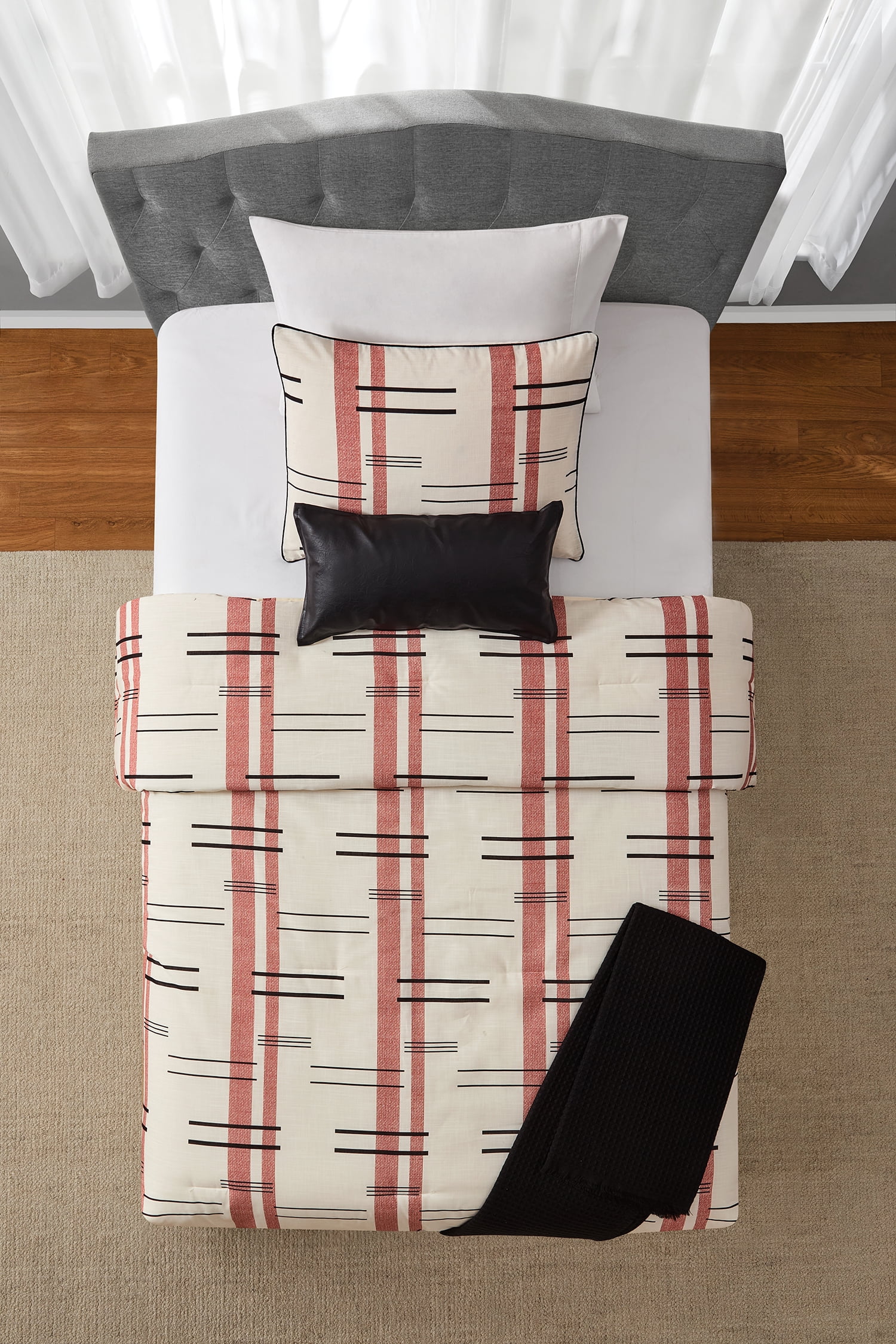 Mainstays Modern Dash 4-Piece Red Canyon Comforter Set, Twin/Twin XL
