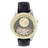 Elgin Men's 20mm Genuine Leather Semi-Automatic Wristwatch, Black & Silver