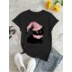 thumbnail image 2 of Camiseta Para Mujer Verano Suave Camiseta Con Cuello Redondo Para Mujer Para Caminar Por La CalleChic Pink Hat Kitten Graphic Tee for Women - Casual Crew Neck Short Sleeve, Stretchy Polyester Blend,, 2 of 7