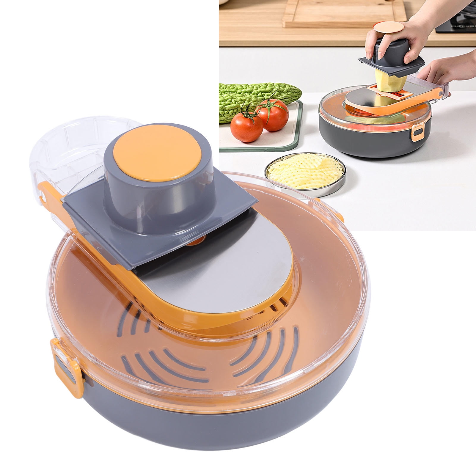 BIMZUC Versatile Vegetable Processor Set with Stainless Steel Inserts, Drain & Egg Separator – Multi‑Function Food Chopper, Slicer, Grater & Dicer