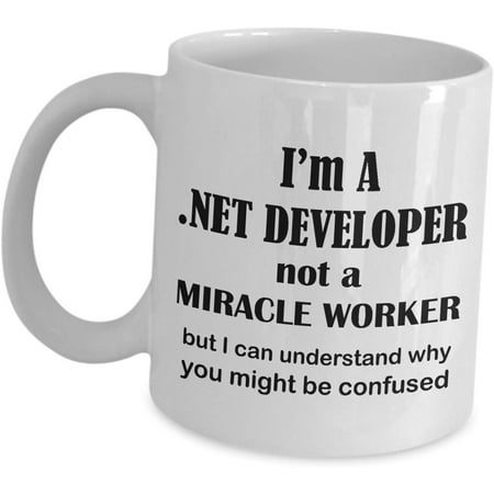 

Funny Cute Gag Gifts for Net Developer Not A Miracle Worker - Appreciation Idea Coffee Mug Tea Cup Office Software C# Programming Specialist .Net Programmer