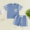 thumbnail image 2 of kpoplk Toddler Baby Boy Hunting Clothes Mallard Duck Pocket Short Sleeve Shirt Duck Print Shorts Set 2pcs Summer Outfit(Blue,6-12 M), 2 of 4