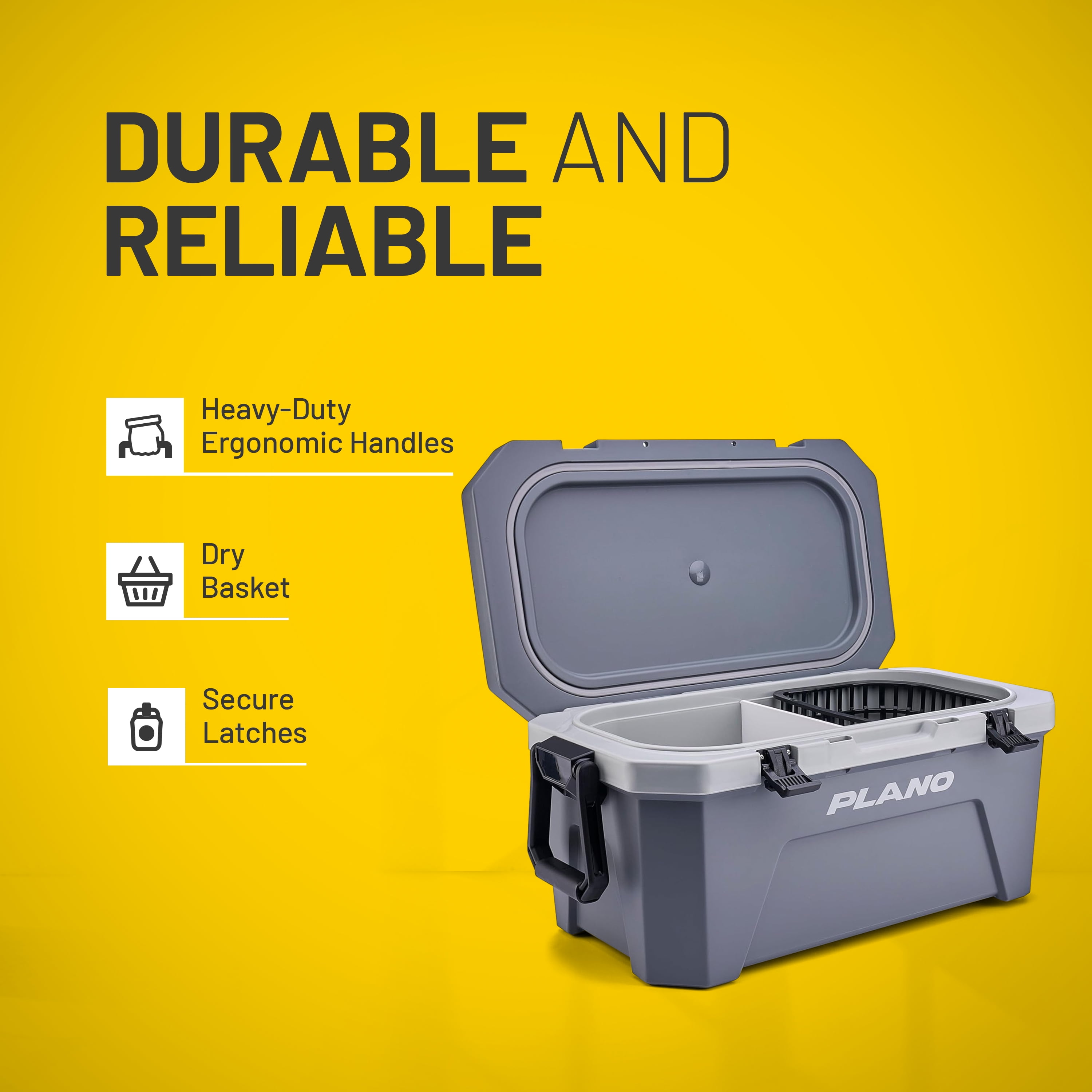 Plano Frost 32 Quart Heavy Duty Cooler w/ Built In Bottle Opener and Dry Basket, Storm Gray